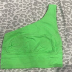 Lululemon size 4 neon green one shoulder sports bra